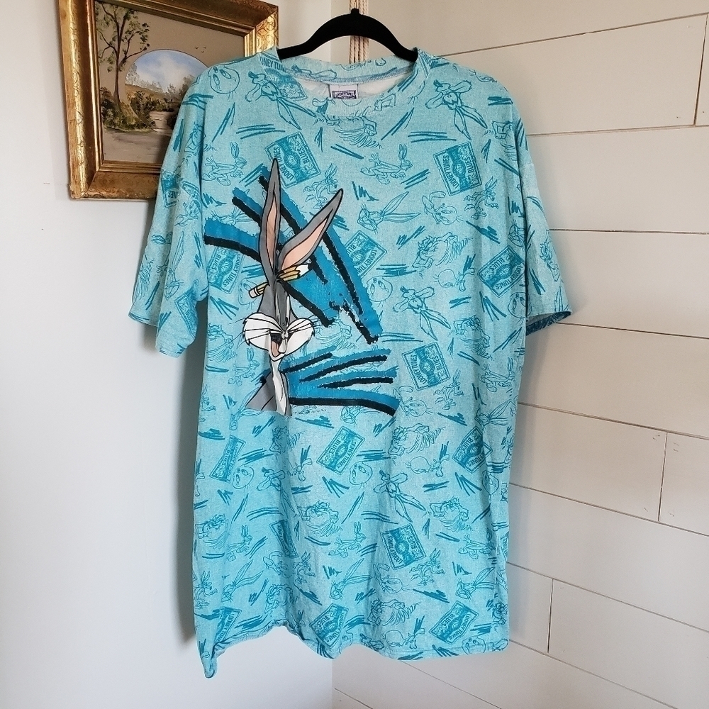 Vintage Rare 90's 1996 Looney Tunes Bugs Bunny Tee tunic sleep shirt dress OS